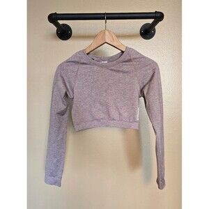 Gymshark Seamless Long Sleeve Crop Top women's size medium light purple‎